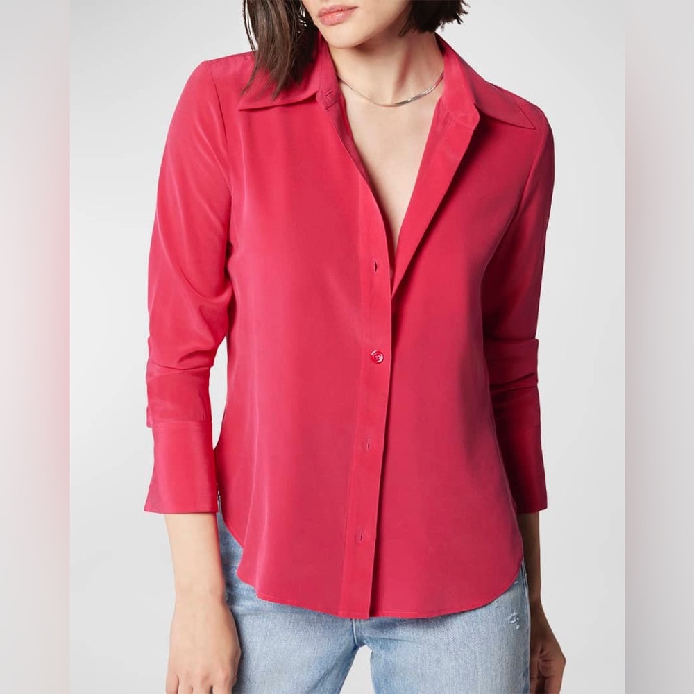 Equipment Leona Button-Down Silk Shirt in Color Cherise - XS